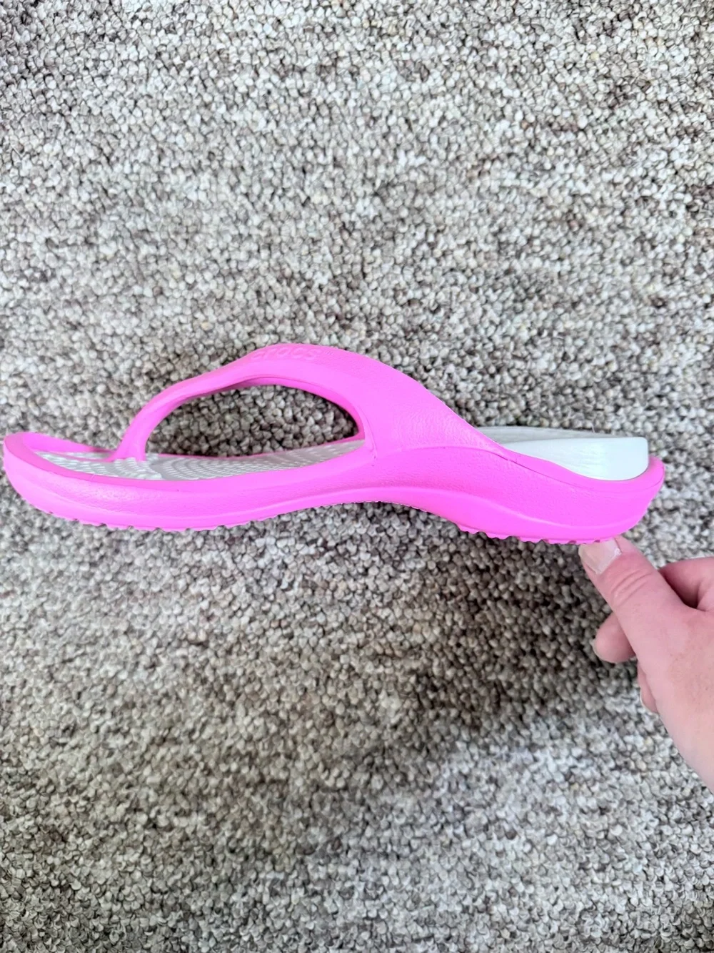 CROCS Hot Pink and White Flip Flop Sandals